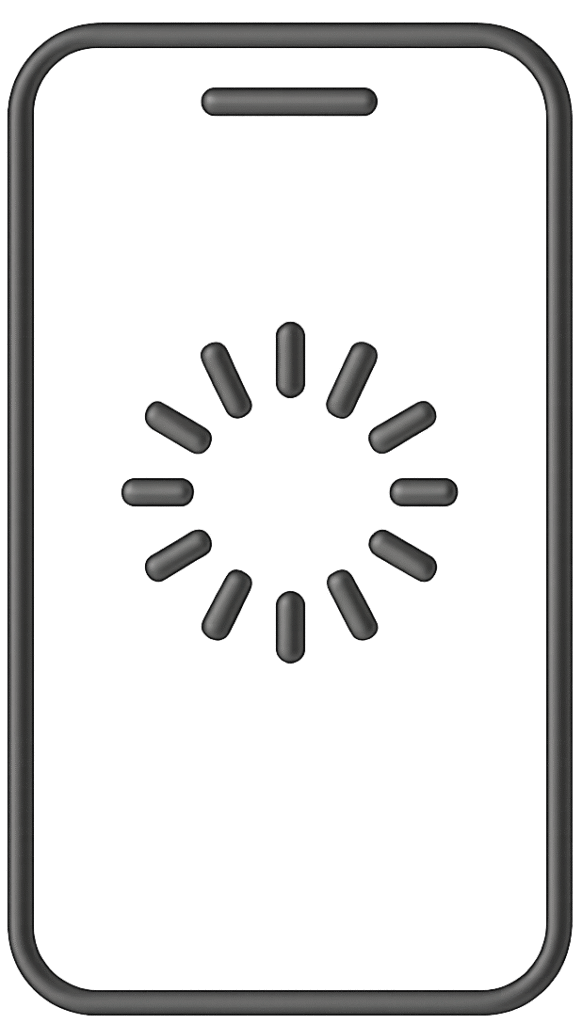 Smartphone illustration showing buffering spinner representing poor indoor cell signal